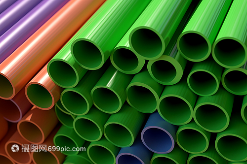 塑料工业中生产的管材拍摄图